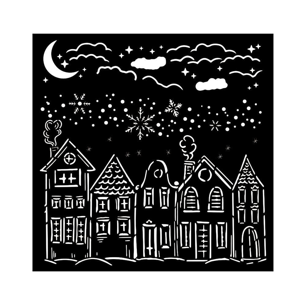 Stamperia 7" x 7" Stencil- Classic Christmas, Houses