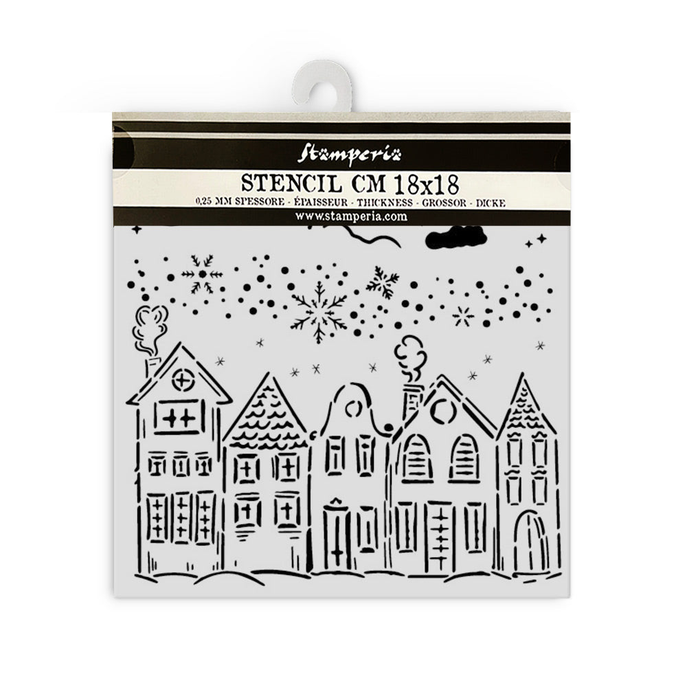 Stamperia 7" x 7" Stencil- Classic Christmas, Houses