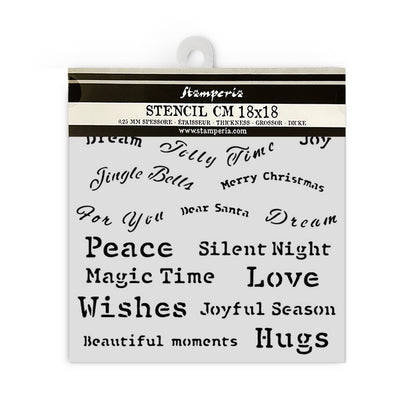 Stamperia 7" x 7" Stencil- Classic Christmas, Quotes