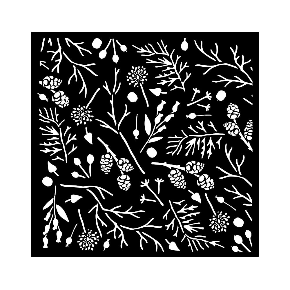 Stamperia 7" x 7" Stencil- Forest, Branches and Pinecones