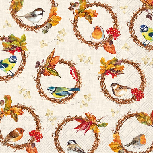 Decoupage napkins 6.5" - Birds in the Wreath