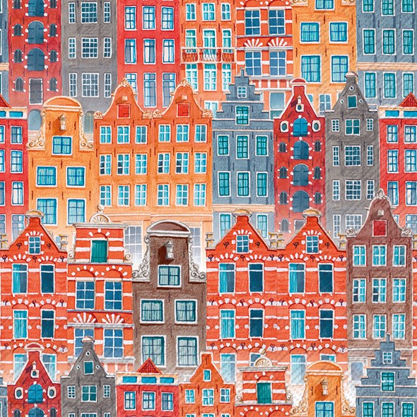 Decoupage napkins 6.5" - Amsterdam Houses