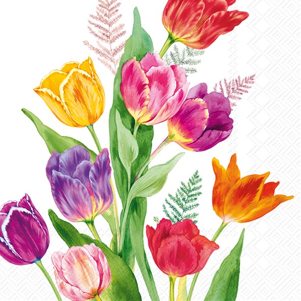 Decoupage napkins 6.5" - Bright Tulips