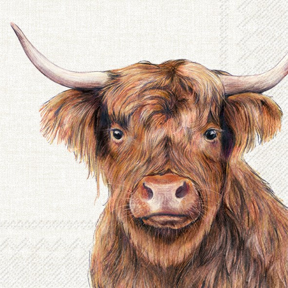 Decoupage napkins 6.5" - Farm Highland Cattle