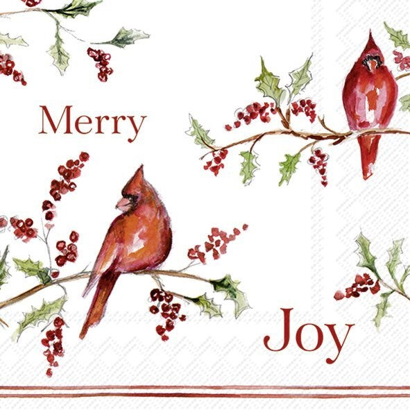 Decoupage napkins 6.5"  (2pcs)- Christmas Cardinal