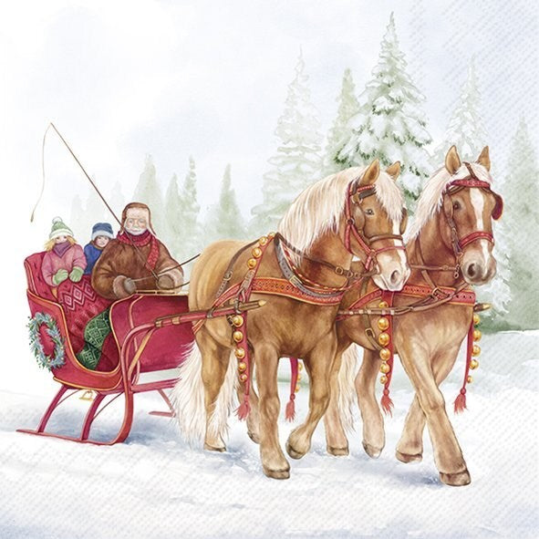 Decoupage Napkins 6.5"  (2pcs)- Winter Sleigh Ride