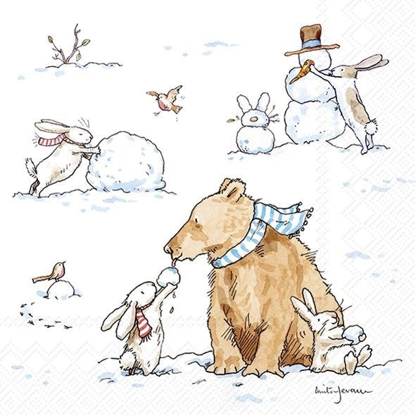 Decoupage Napkins 6.5" (2pcs)- Snow Friends