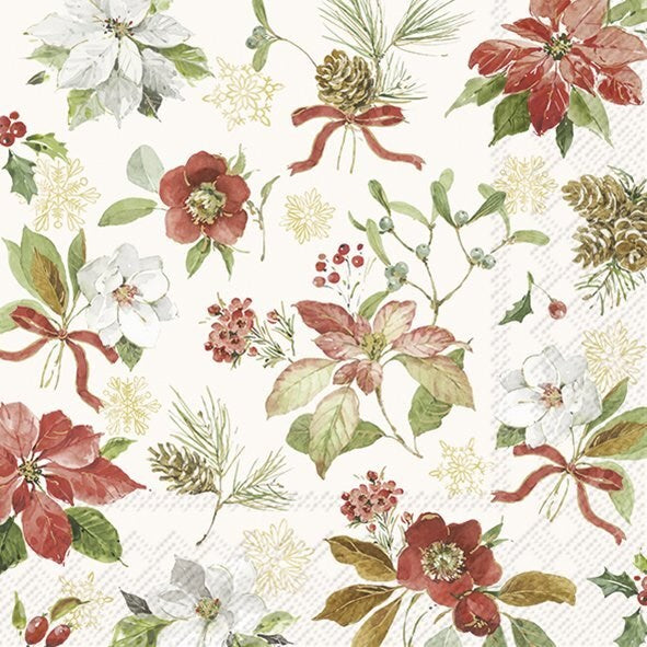 Decoupage Napkins 6.5" (2pcs)- Poinsettia Flowers