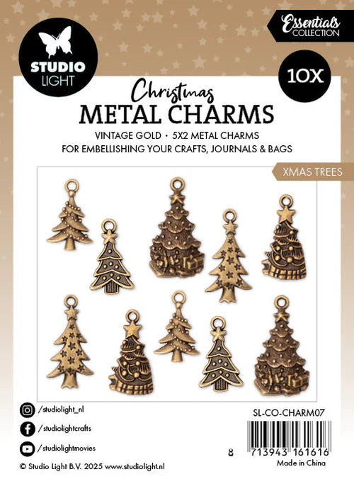 Metal Charms Christmas Trees Essentials 10 Pieces