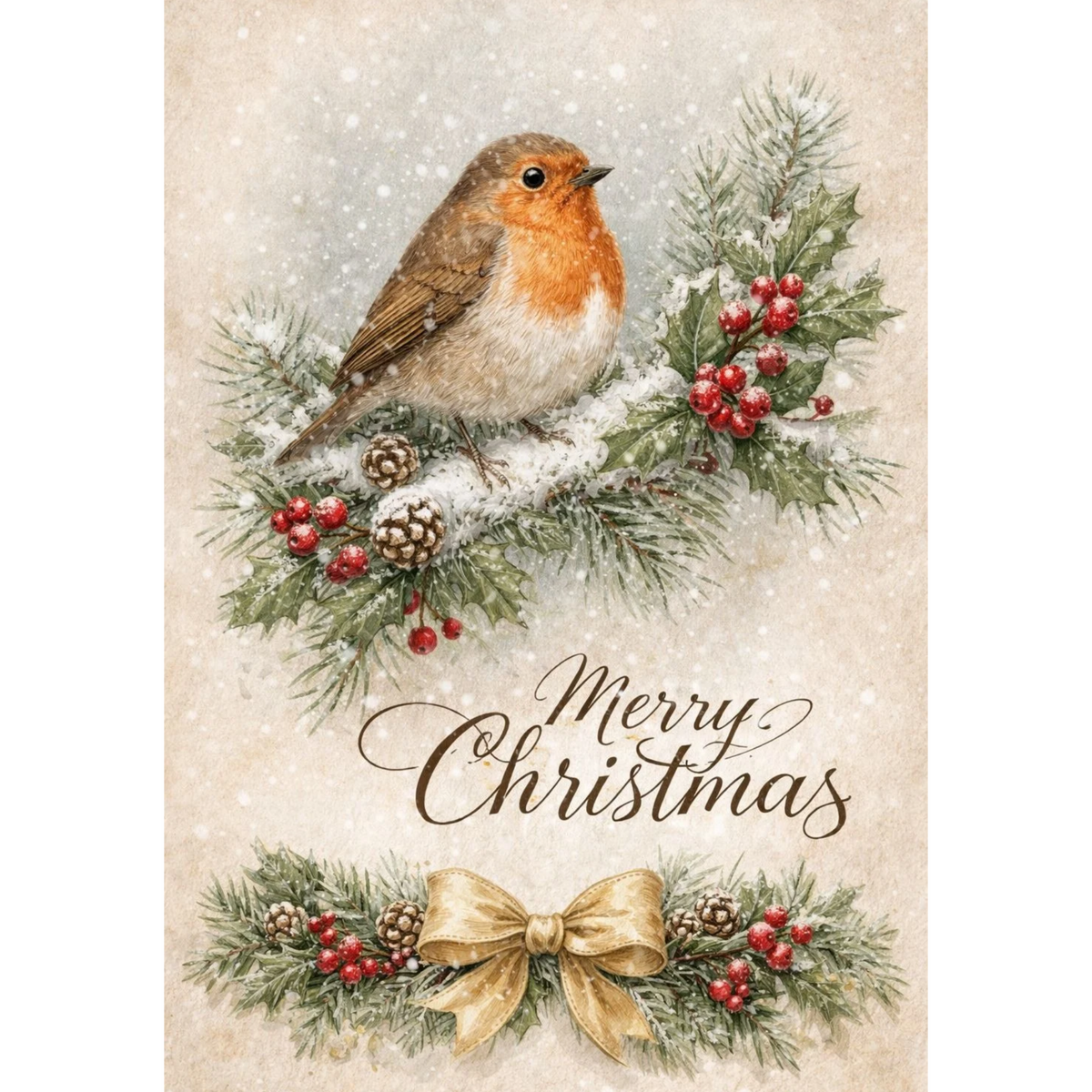 Mini Wet Transfer, Decals for Crafts 3.25" x 5" - Festive Robin