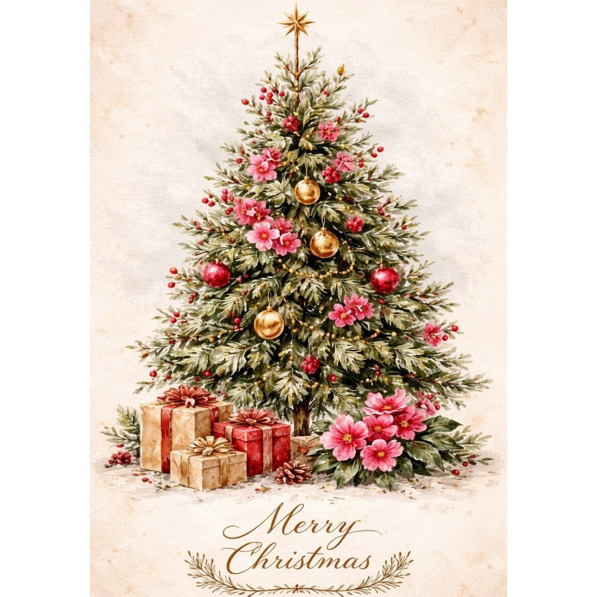 Mini Wet Transfer, Decals for Crafts 3.25" x 5" - Festive Tree