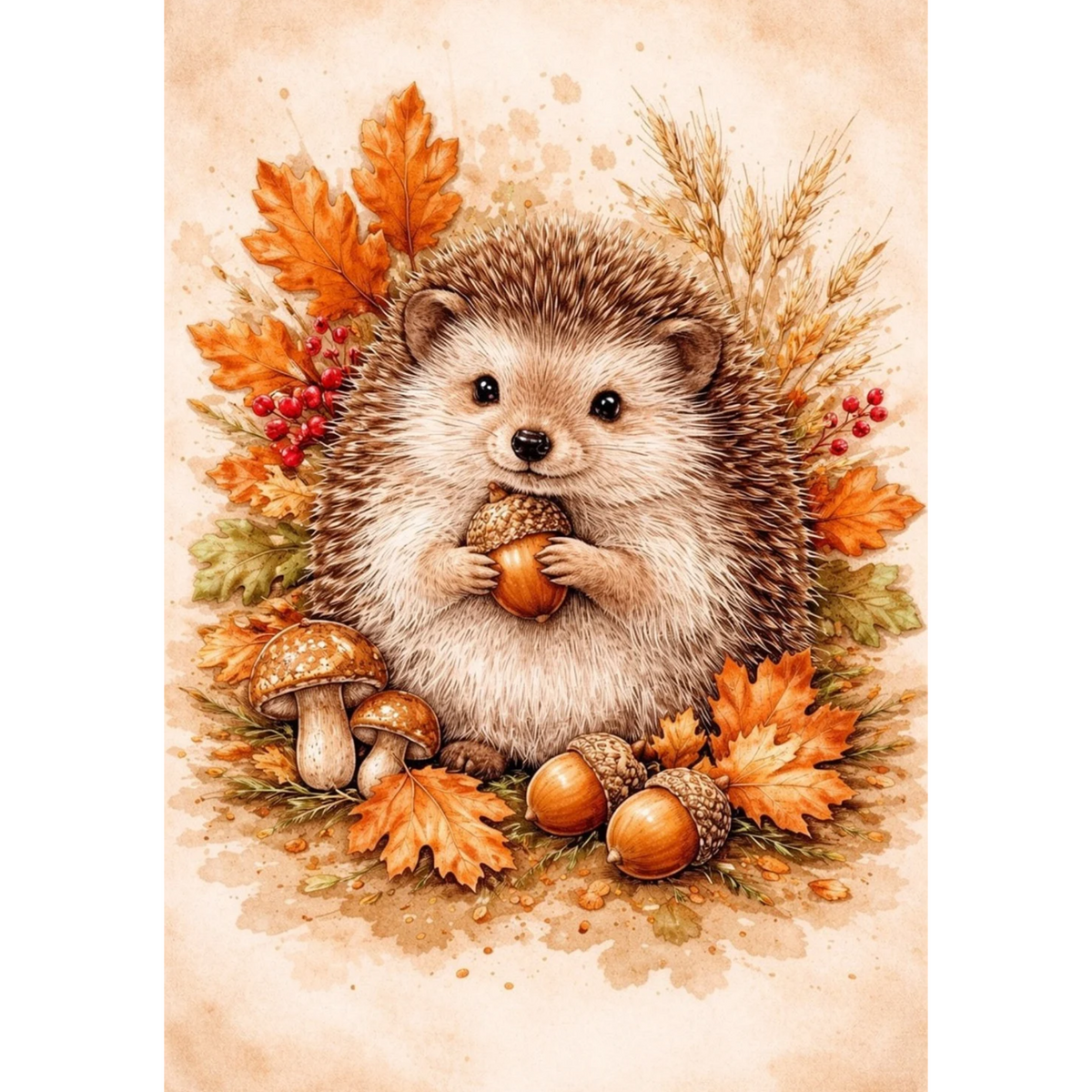 Mini Wet Transfer, Decals for Crafts 3.25" x 5" - Hedgehog
