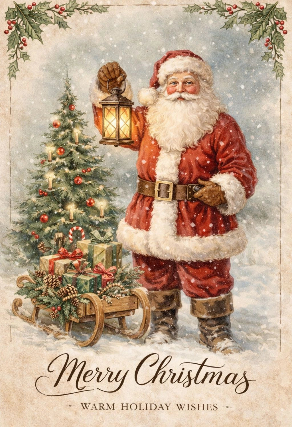 Mini Wet Transfer, Decals for Crafts 3.25" x 5" - Santa Greetings
