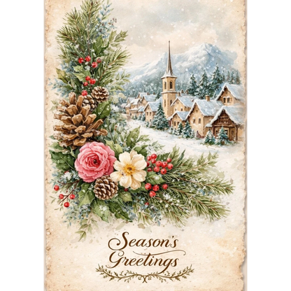 Mini Wet Transfer, Decals for Crafts 3.25" x 5" - Snowy Days