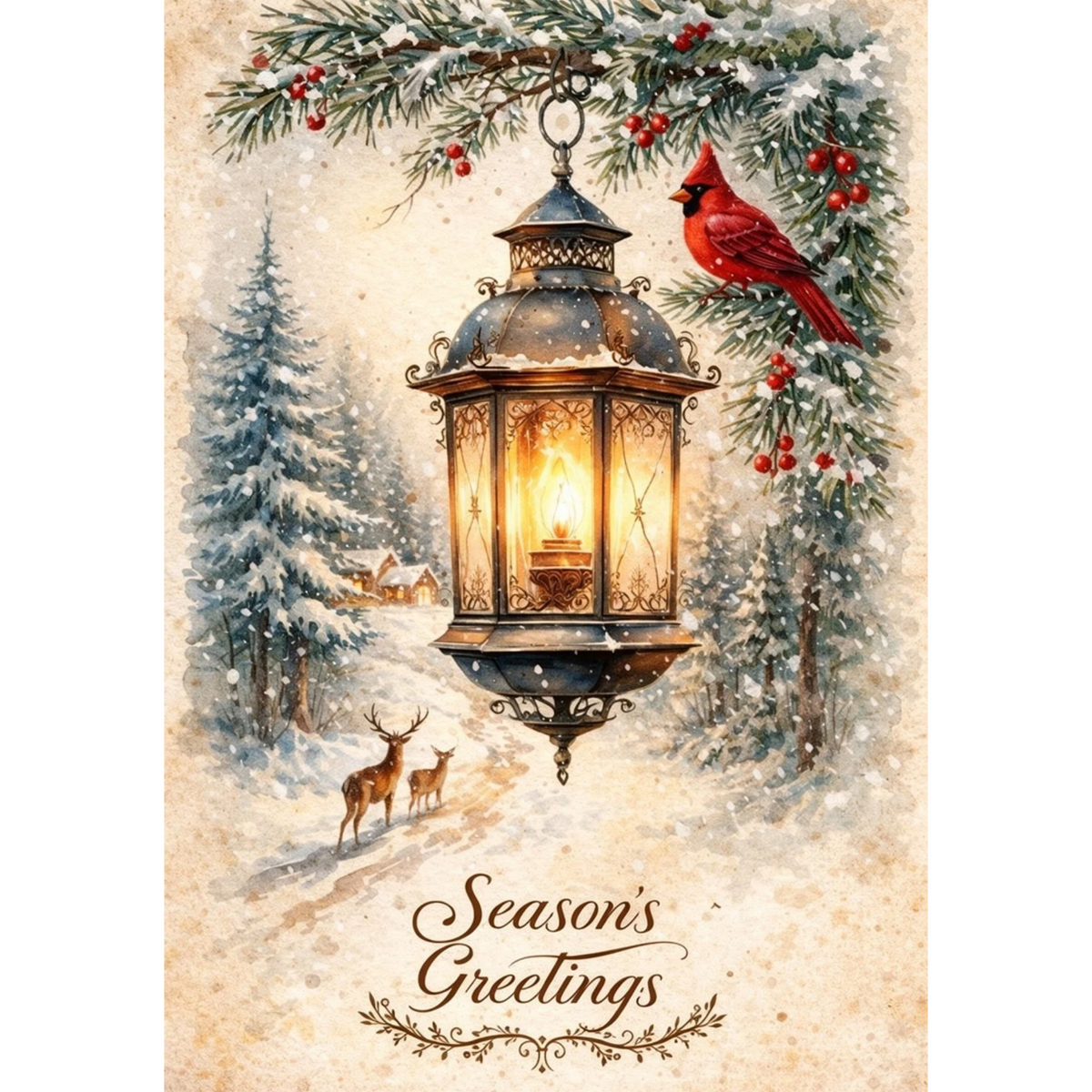 Mini Wet Transfer, Decals for Crafts 3.25" x 5" - Winter Forest