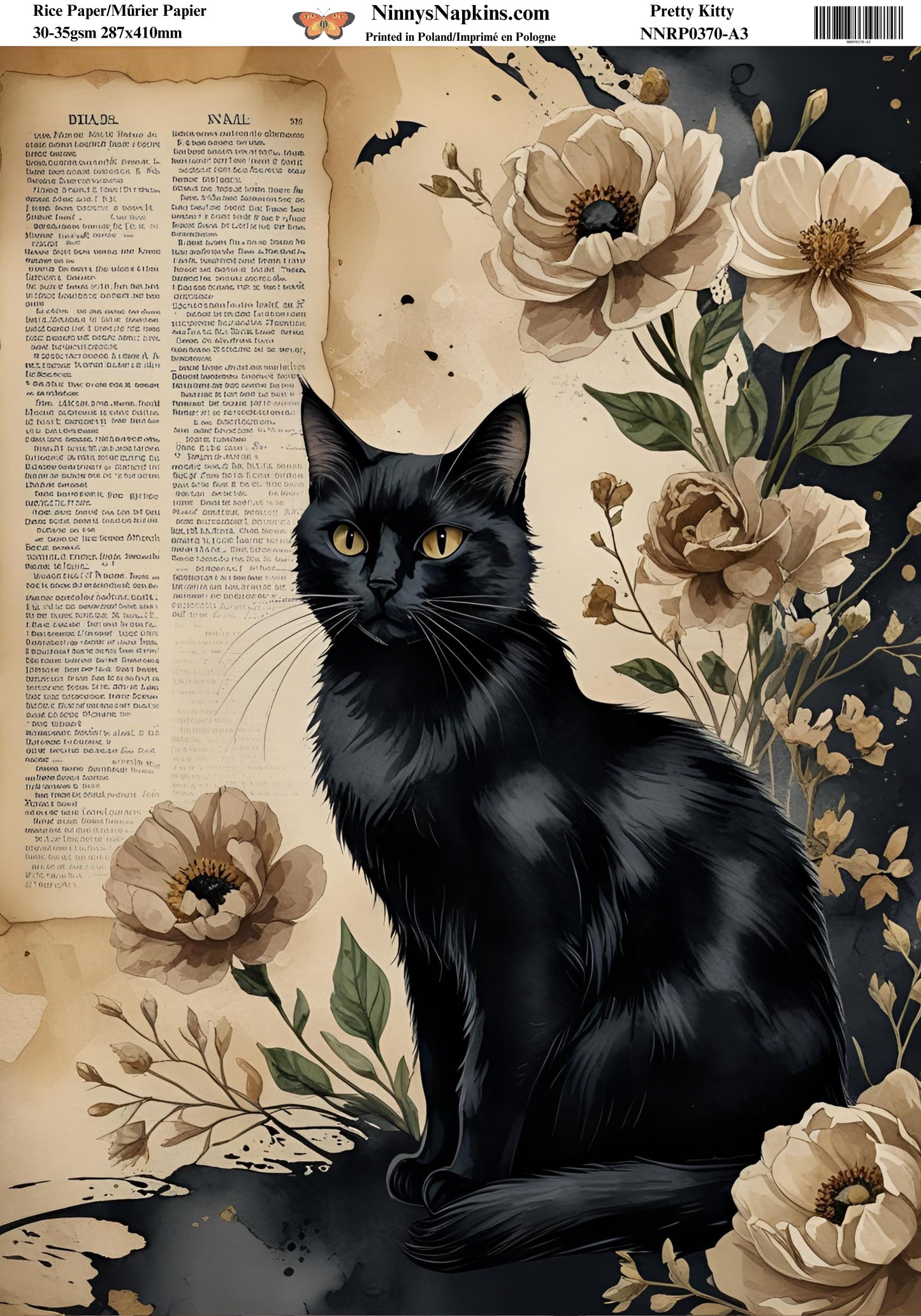 Decoupage Rice Paper - Pretty Kitty