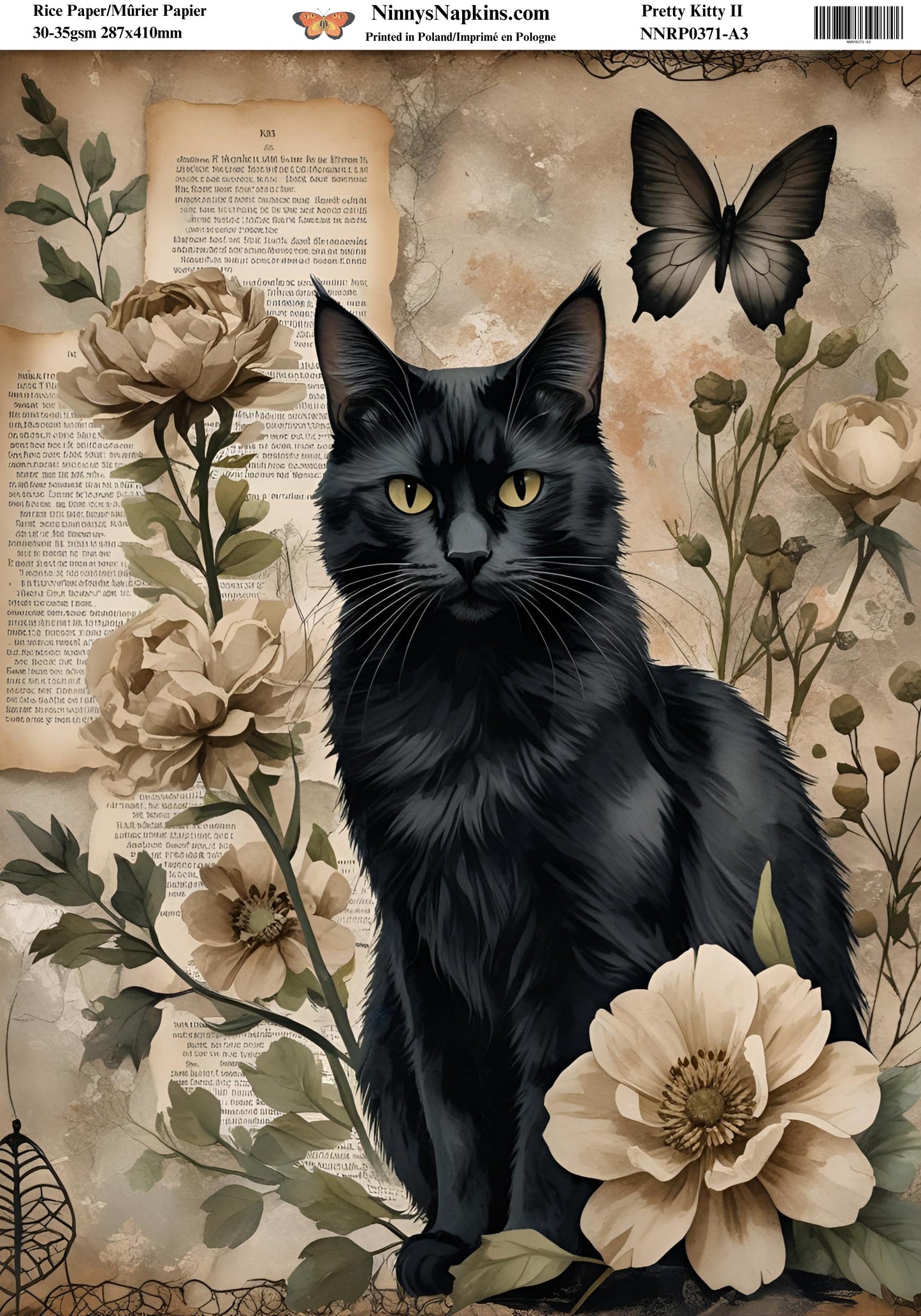 Decoupage Rice Paper - Pretty Kitty II