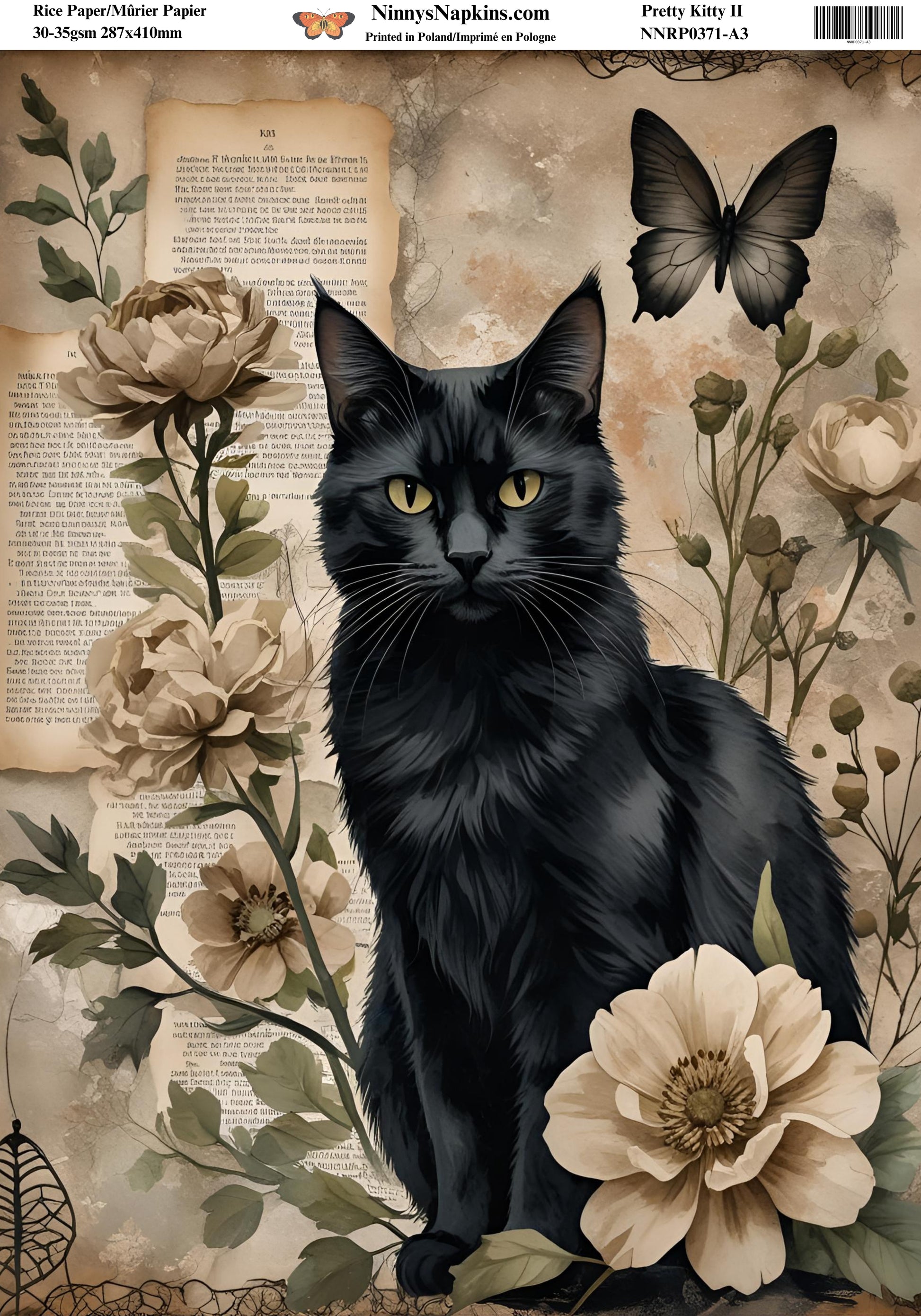 Decoupage Rice Paper - Pretty Kitty II