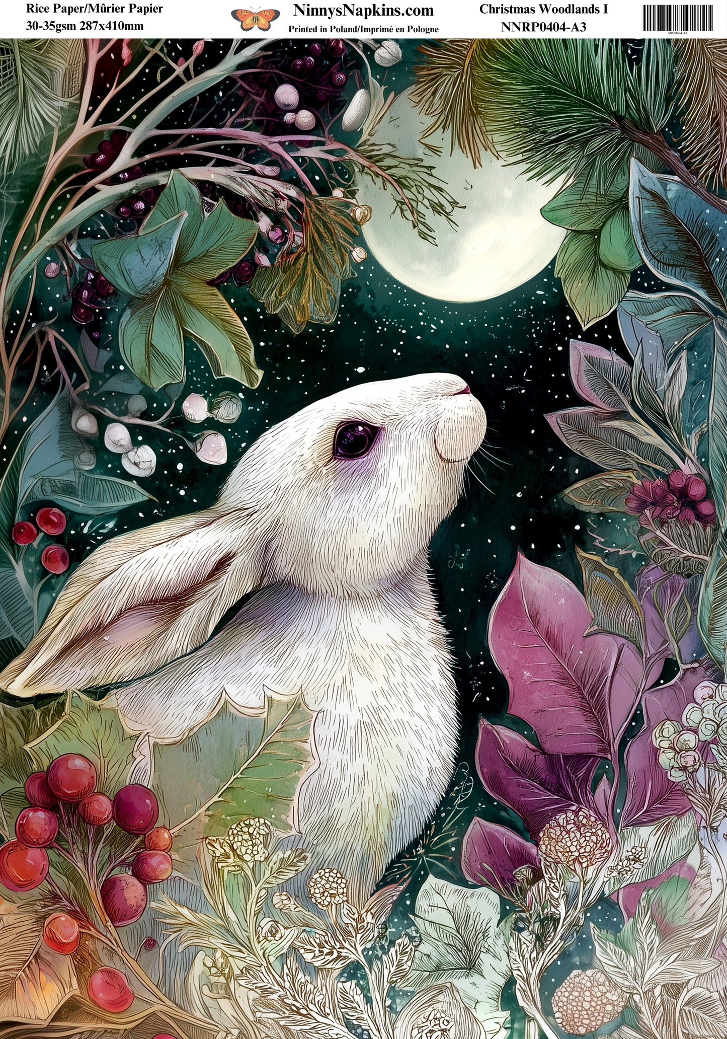 Decoupage Rice Paper - Christmas Woodland I (Special Pre-Order)