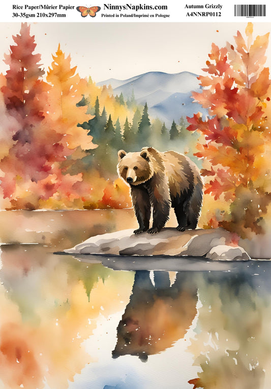 Ninny's Decoupage Rice Paper - Autumn Grizzly