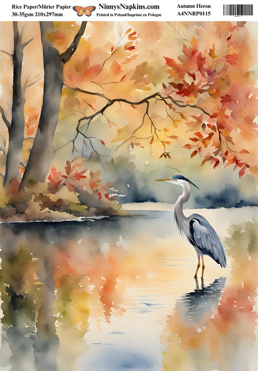 Ninny's Decoupage Rice Paper - Autumn Heron