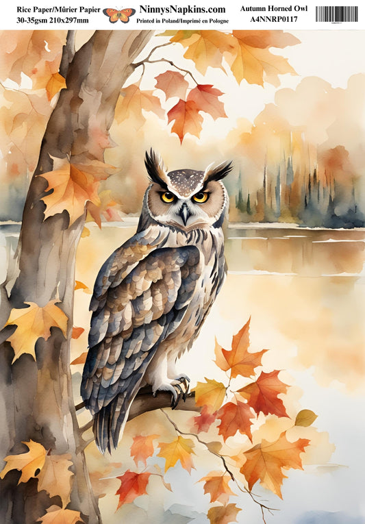 Ninny's Decoupage Rice Paper - Autumn Horned Owl