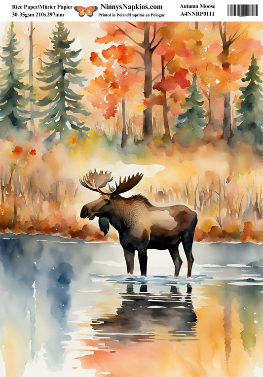 Ninny's Decoupage Rice Paper - Autumn Moose