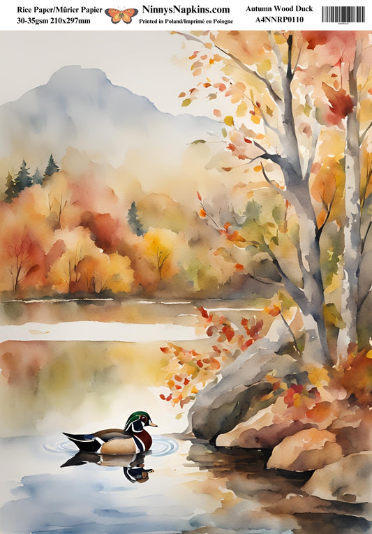 Ninny's Decoupage Rice Paper - Autumn Wood Duck