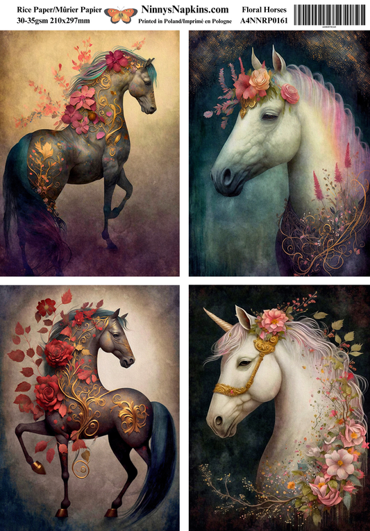 Ninny's Decoupage Rice Paper - Floral Horses