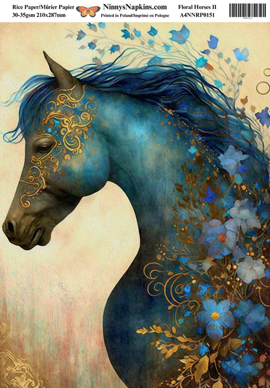 Ninny's Decoupage Rice Paper - Floral Horses II