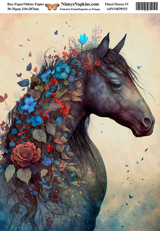Ninny's Decoupage Rice Paper - Floral Horses IV