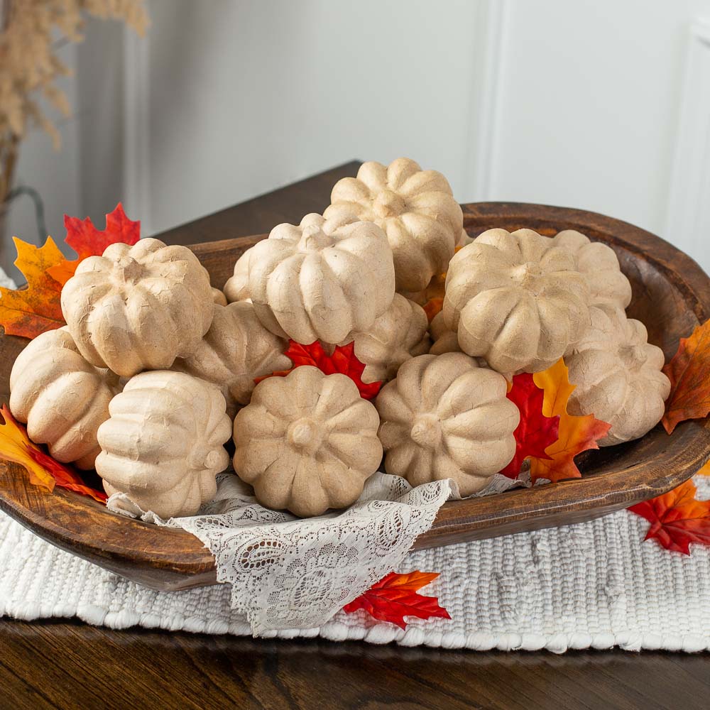 Paper Mache Pumpkin - 2-1/2" H X 3-1/4" W