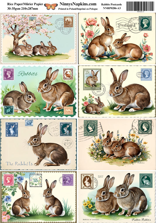 Rice Paper - Rabbits Postcards