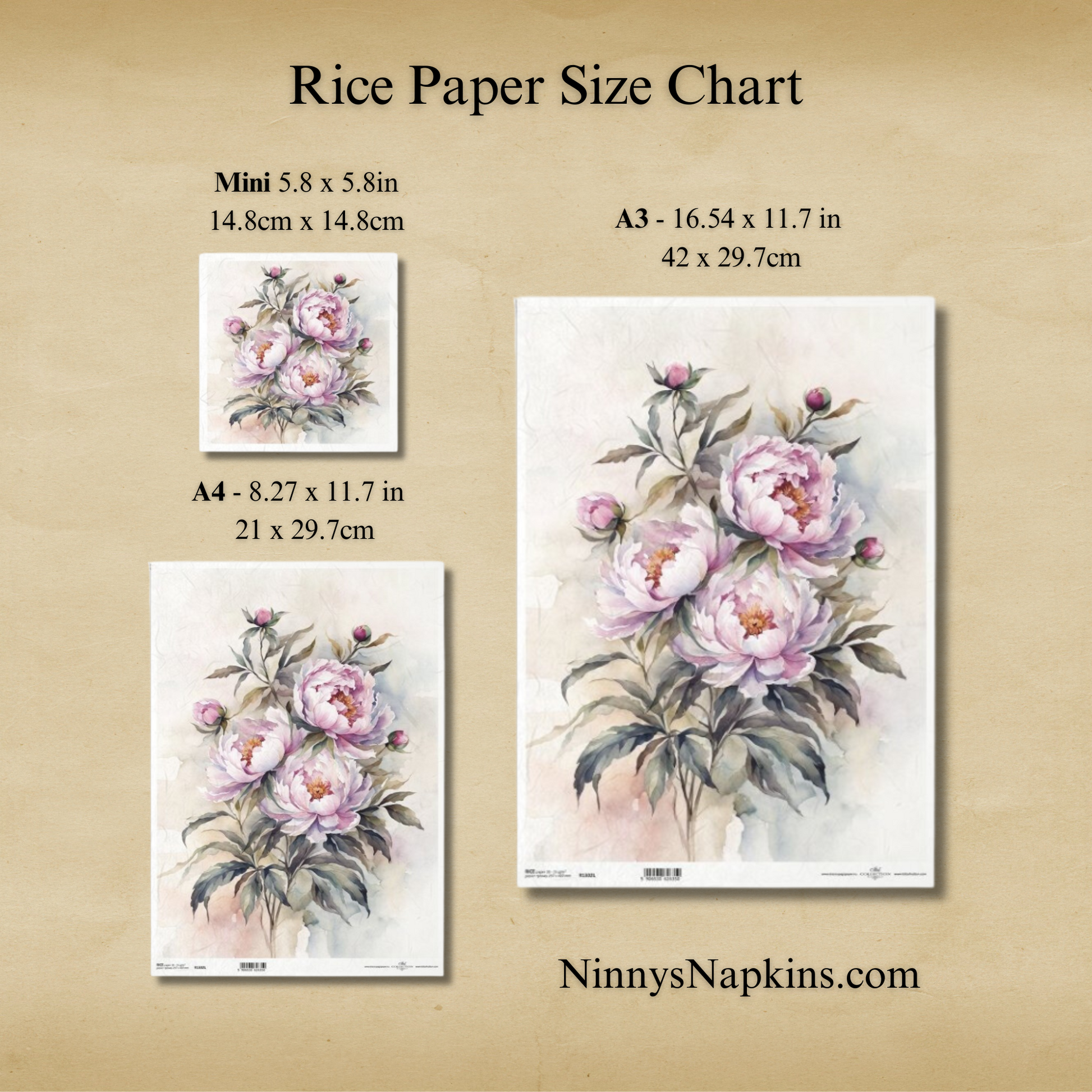 ITD Collection A4 Floral Rice Paper Bundle - 16pcs