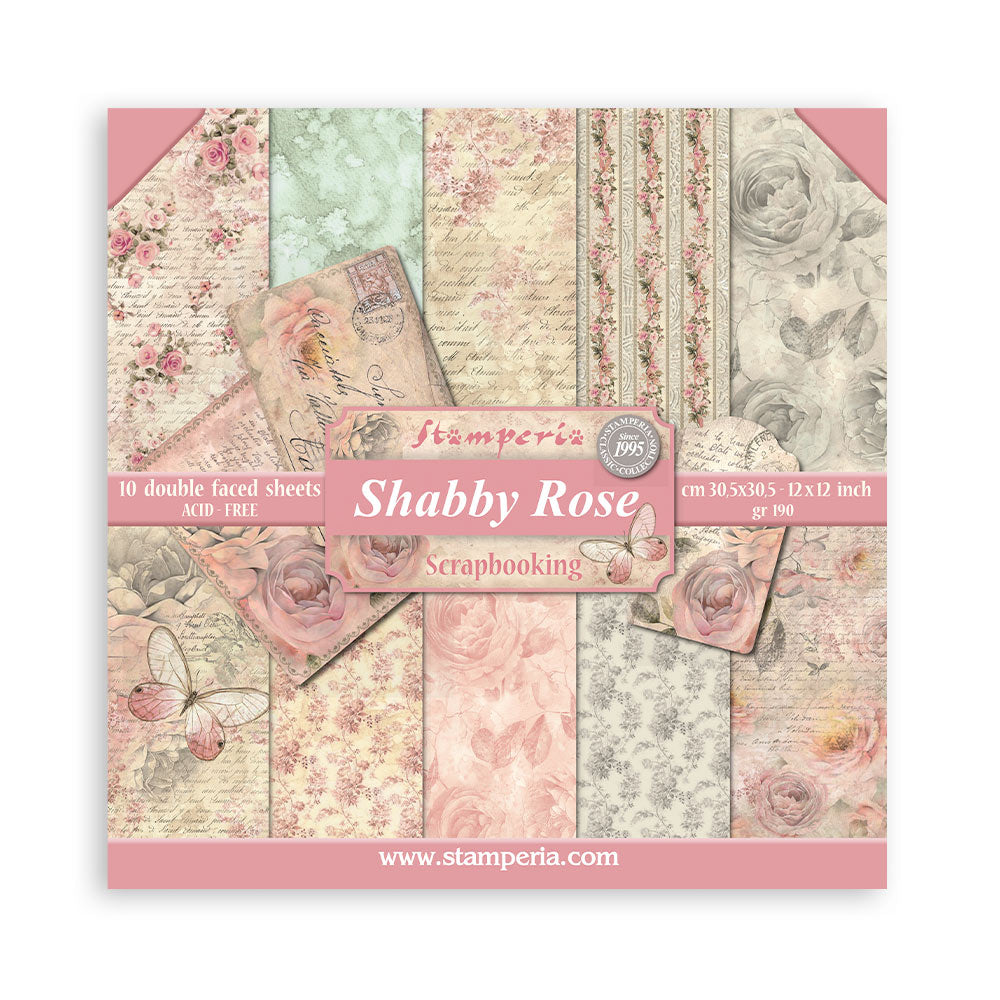Stamperia 12"  Scrapbook Paper Pad -  Shabby Rose