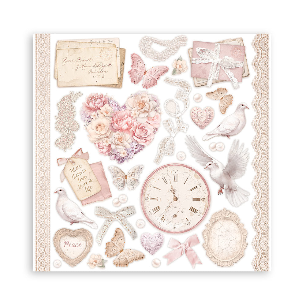 Stamperia 12"  Scrapbook Paper Pad Maxi Background Selection - Romance Forever