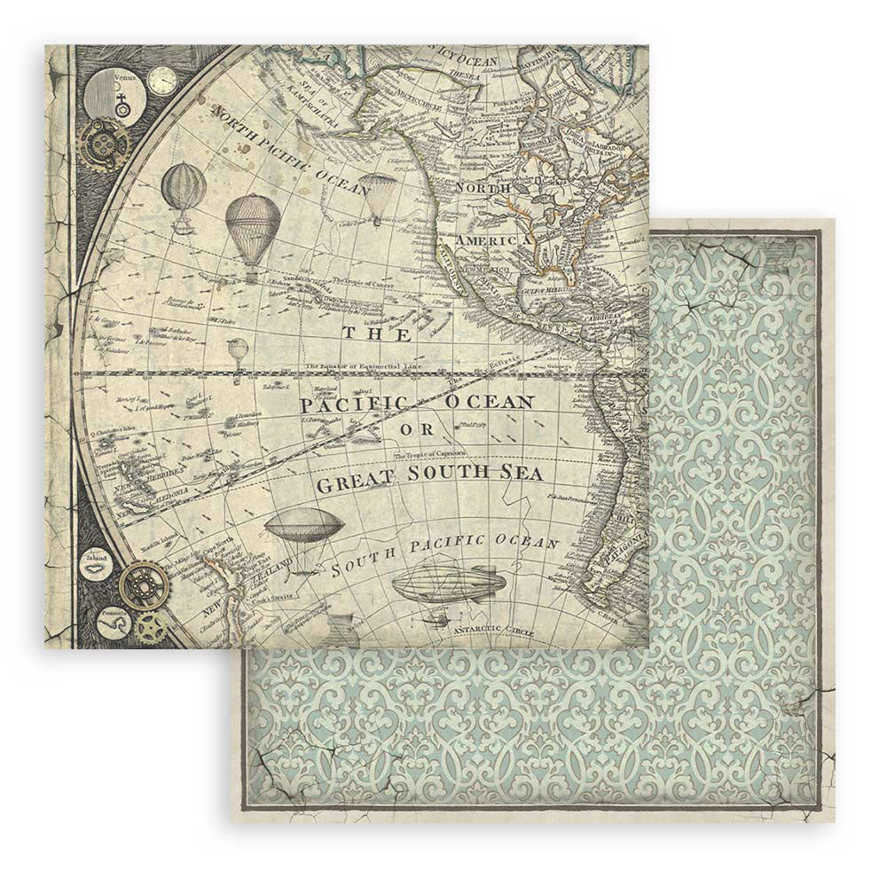 Stamperia 12"  Scrapbook Paper Pad Maxi Background Selection - Voyages Fantastiques