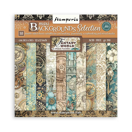 Stamperia 12"  Scrapbook Paper Pad Maxi Background Selection - Sir Vagabond in Fantasy World
