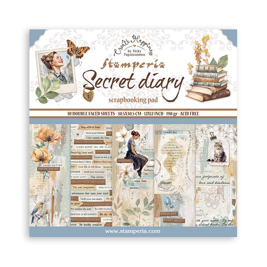 Stamperia 12"  Scrapbook Paper Pad - Create Happiness Secret Diary
