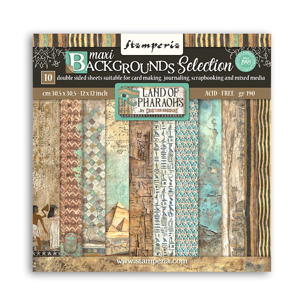 Stamperia 12"  Maxi Background Selection Paper Pad - Fortune, Land of Pharaohs