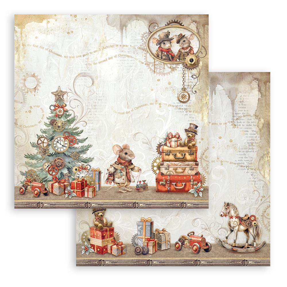 Stamperia 12"  Scrapbook Paper Pad - Gear Up For Christmas