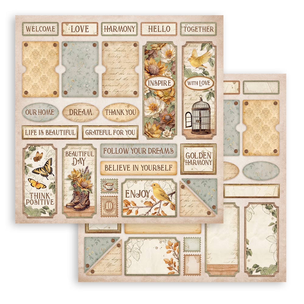 Stamperia 12" Scrapbook Paper Pad - Golden Harmony
