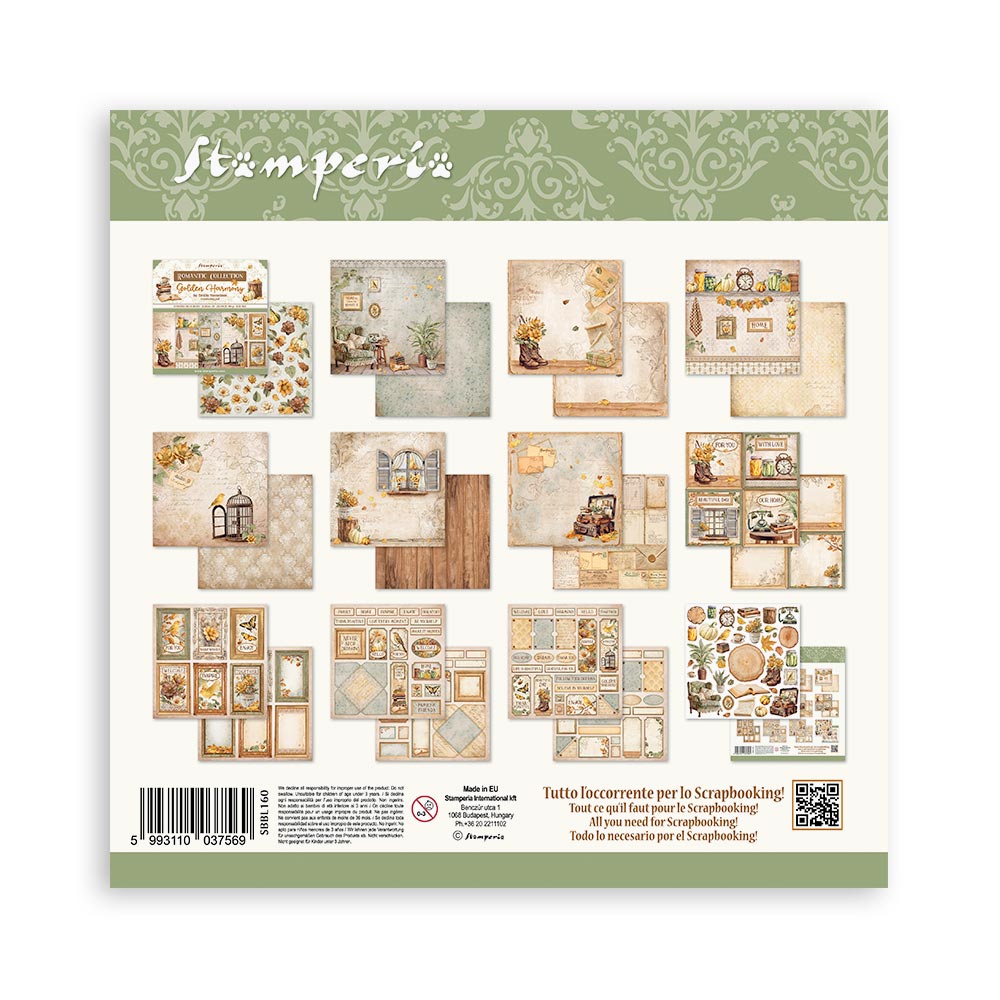 Stamperia 12" Scrapbook Paper Pad - Golden Harmony
