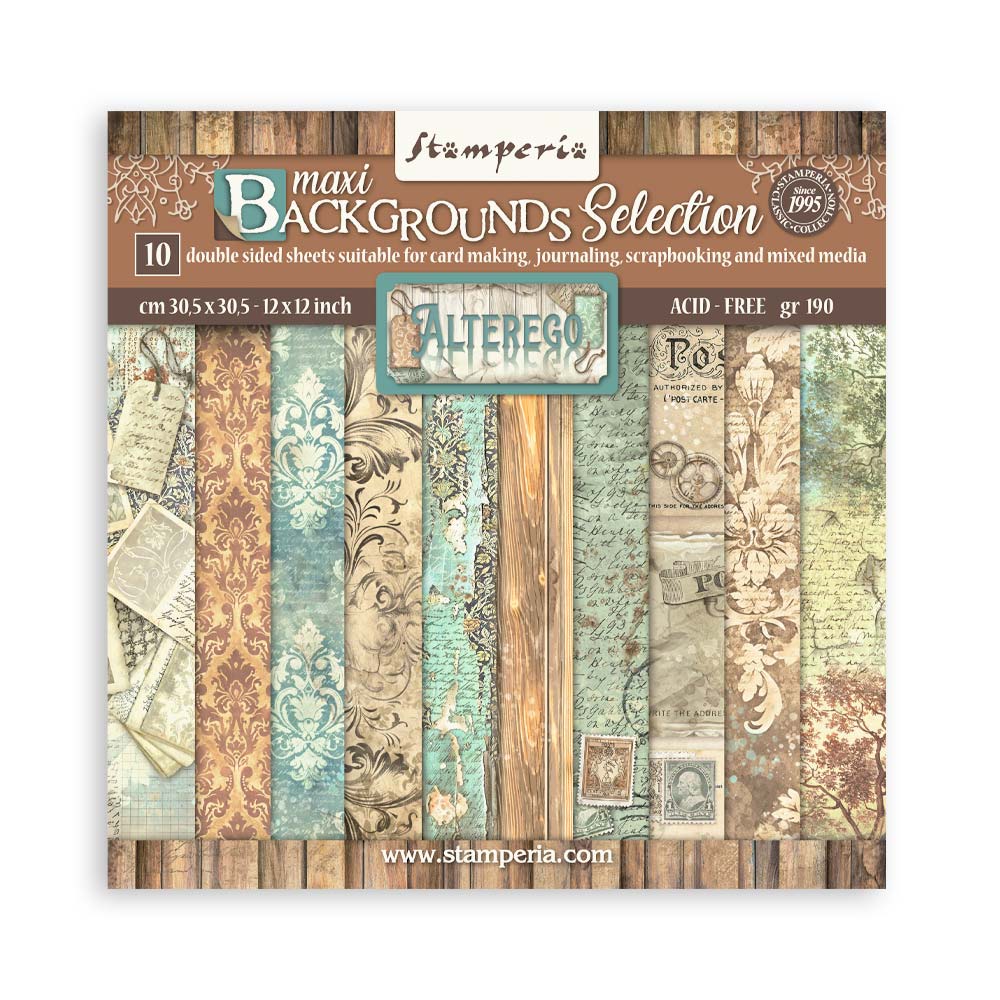 Stamperia 12"  Scrapbook Paper Pad Maxi Background Selection - Alterego