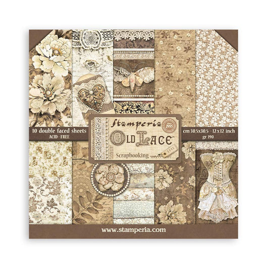 Stamperia 12" Scrapbook Paper Pad- Old Lace