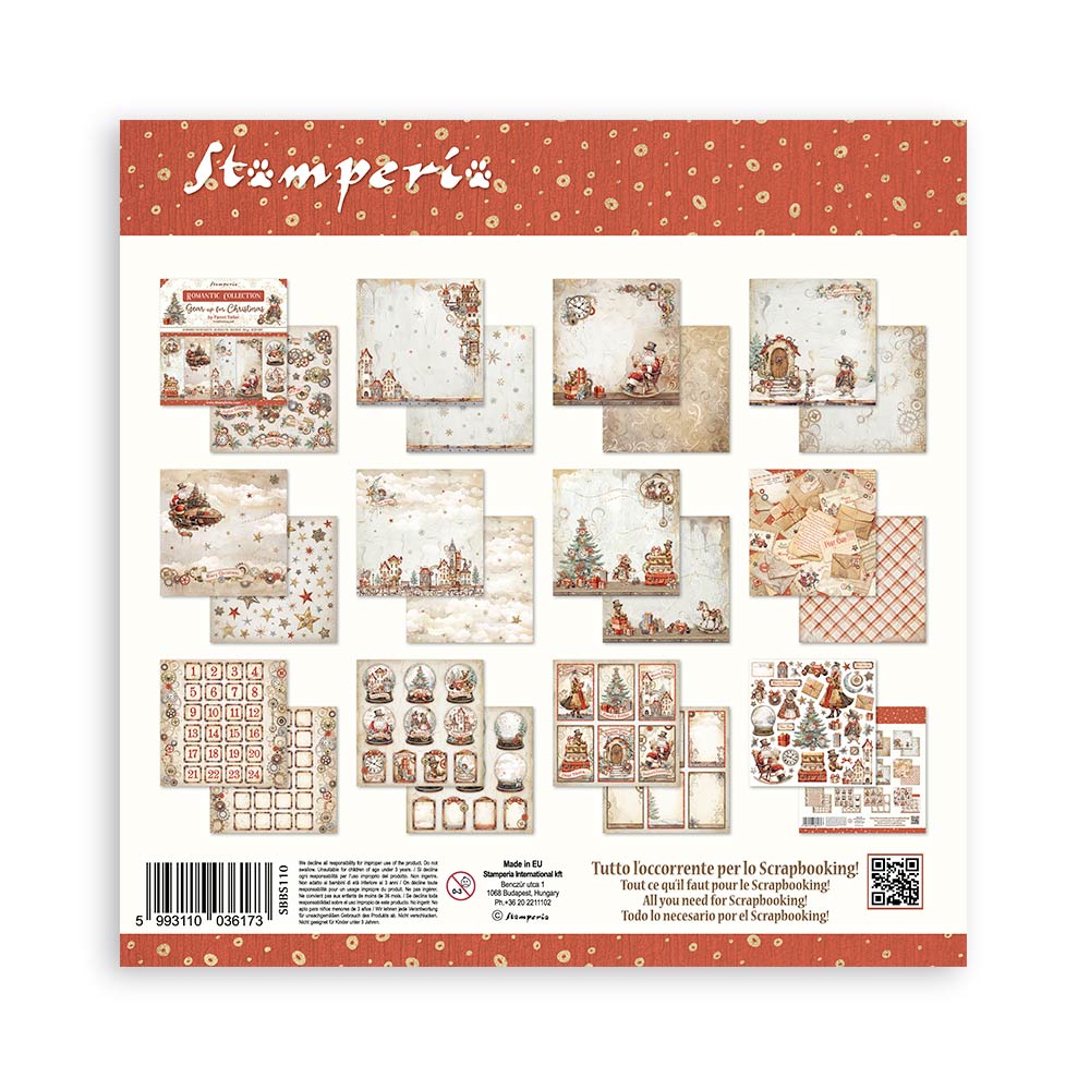 Stamperia 8" Scrapbook Paper Pad - Gear Up For Christmas