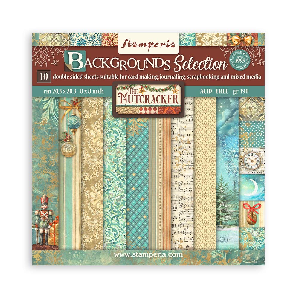 Stamperia 8" Scrapbook Paper Pad - Backgrounds Selection, The Nutcracker