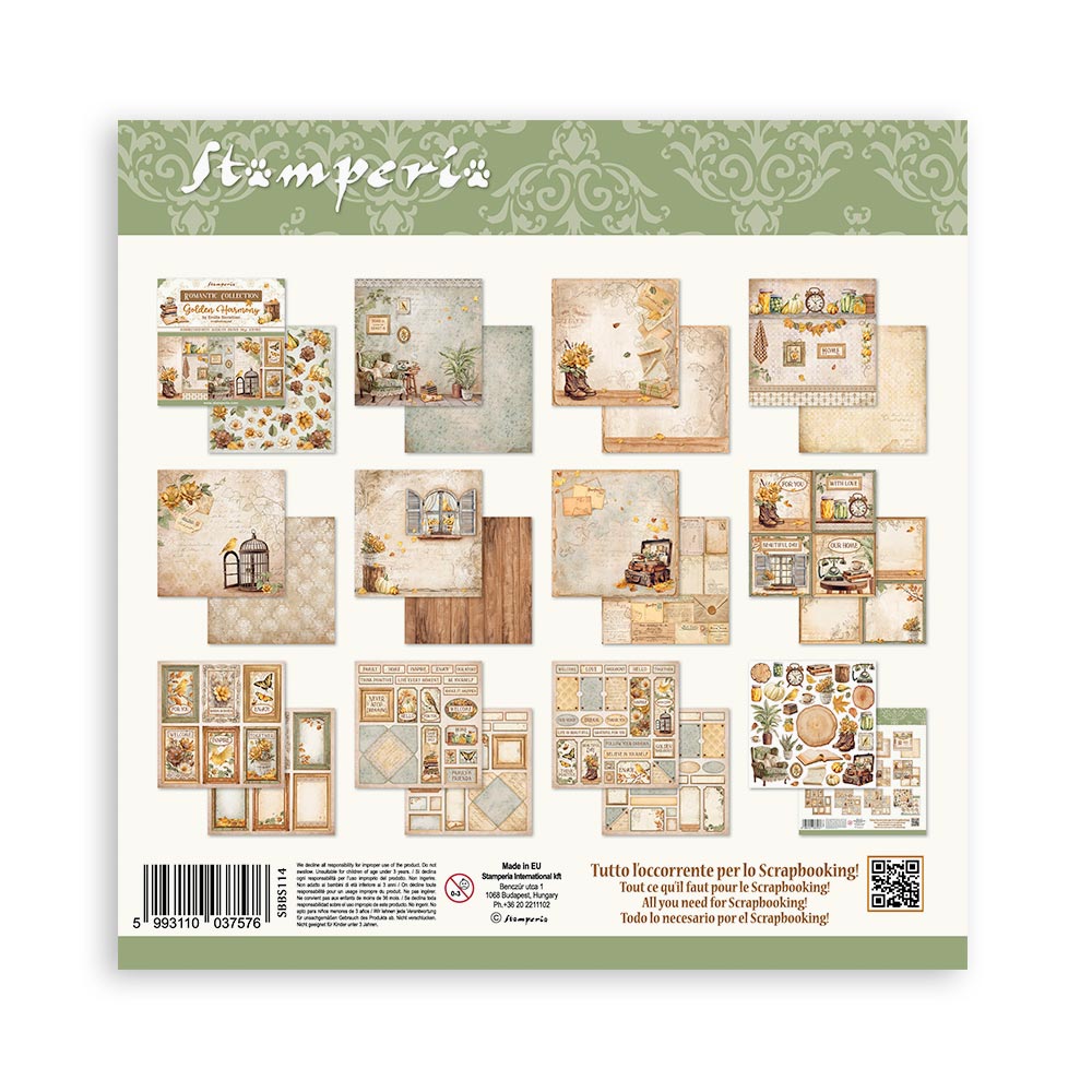 Stamperia 8" Scrapbook Paper Pad - Golden Harmony