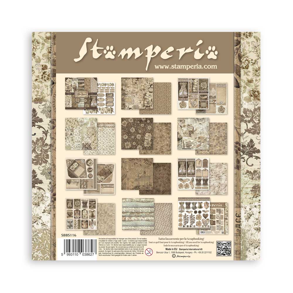 Stamperia 8" Scrapbook Paper Pad - Old Lace