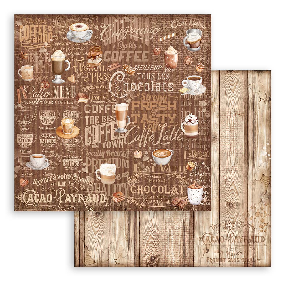 Stamperia 8" Scrapbook Paper Pad - Coffee and Chocolate
